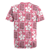 Give Cancer The Boot Pink Cowgirl Rugby Jersey Western Aloha Hibiscus Paniolo Heritage Floral
