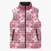 Give Cancer The Boot Pink Cowgirl Sleeveless Puffer Jacket Western Aloha Hibiscus Paniolo Heritage Floral