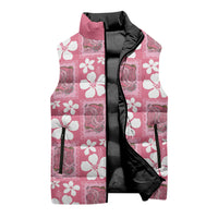 Give Cancer The Boot Pink Cowgirl Sleeveless Puffer Jacket Western Aloha Hibiscus Paniolo Heritage Floral