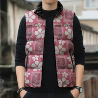 Give Cancer The Boot Pink Cowgirl Sleeveless Puffer Jacket Western Aloha Hibiscus Paniolo Heritage Floral