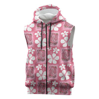 Give Cancer The Boot Pink Cowgirl Sleeveless Zip Hoodie Western Aloha Hibiscus Paniolo Heritage Floral