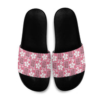 Give Cancer The Boot Pink Cowgirl Slide Sandals Western Aloha Hibiscus Paniolo Heritage Floral