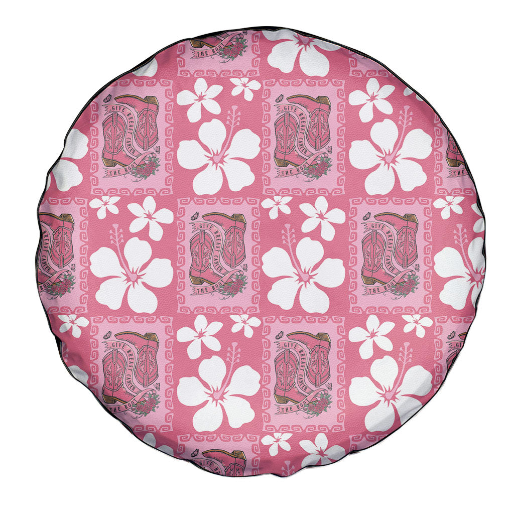 Give Cancer The Boot Pink Cowgirl Spare Tire Cover Western Aloha Hibiscus Paniolo Heritage Floral