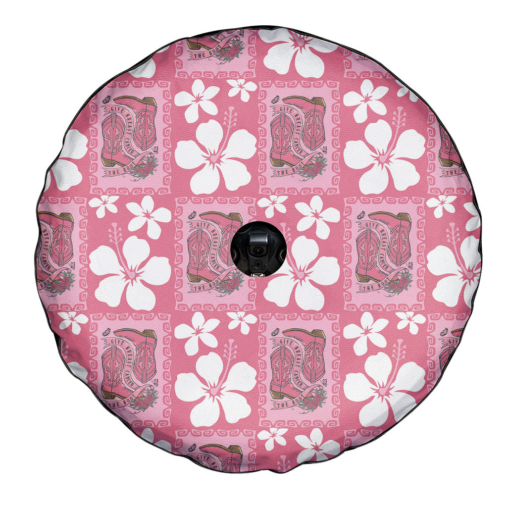 Give Cancer The Boot Pink Cowgirl Spare Tire Cover Western Aloha Hibiscus Paniolo Heritage Floral