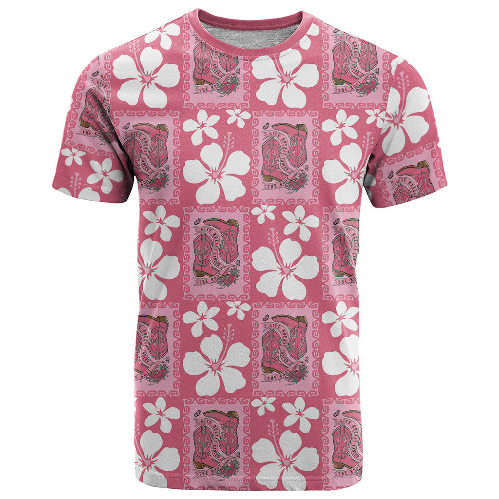 Give Cancer The Boot Pink Cowgirl T Shirt Western Aloha Hibiscus Paniolo Heritage Floral