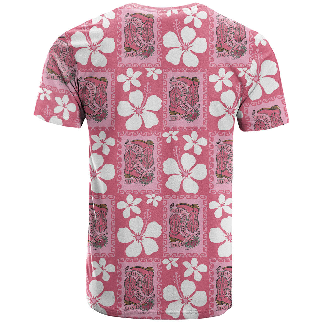 Give Cancer The Boot Pink Cowgirl T Shirt Western Aloha Hibiscus Paniolo Heritage Floral