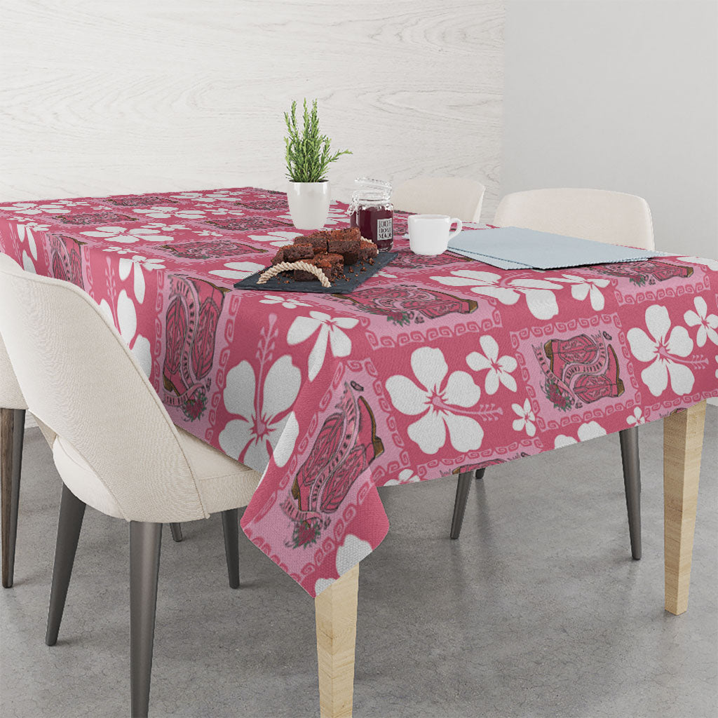 Give Cancer The Boot Pink Cowgirl Tablecloth Western Aloha Hibiscus Paniolo Heritage Floral