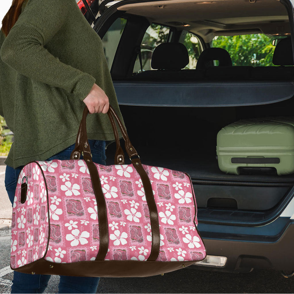 Give Cancer The Boot Pink Cowgirl Travel Bag Western Aloha Hibiscus Paniolo Heritage Floral