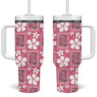 Give Cancer The Boot Pink Cowgirl Tumbler With Handle Western Aloha Hibiscus Paniolo Heritage Floral