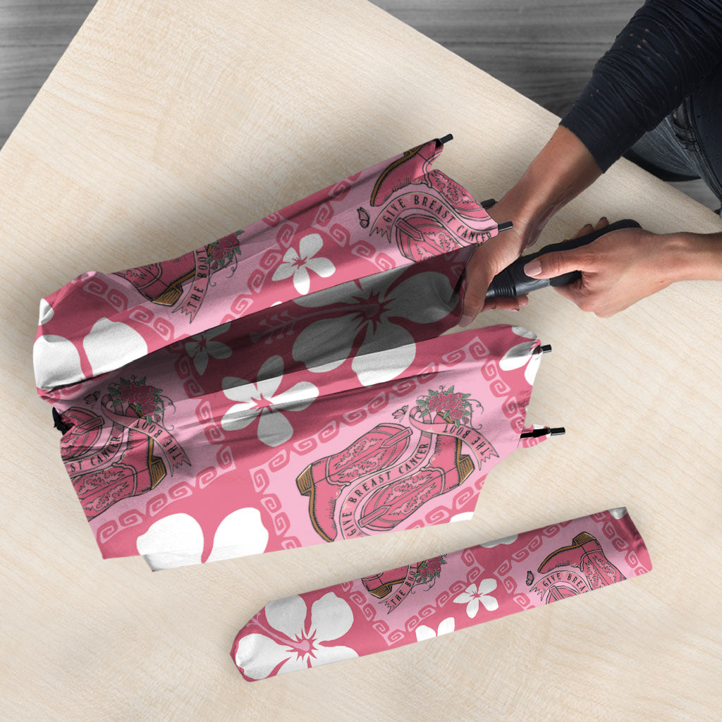 Give Cancer The Boot Pink Cowgirl Umbrella Western Aloha Hibiscus Paniolo Heritage Floral
