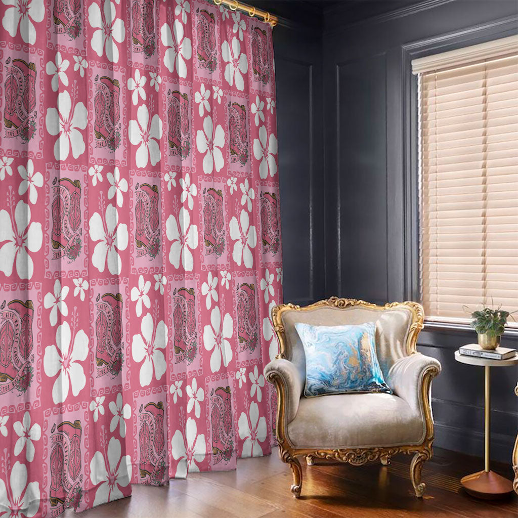 Give Cancer The Boot Pink Cowgirl Window Curtain Western Aloha Hibiscus Paniolo Heritage Floral