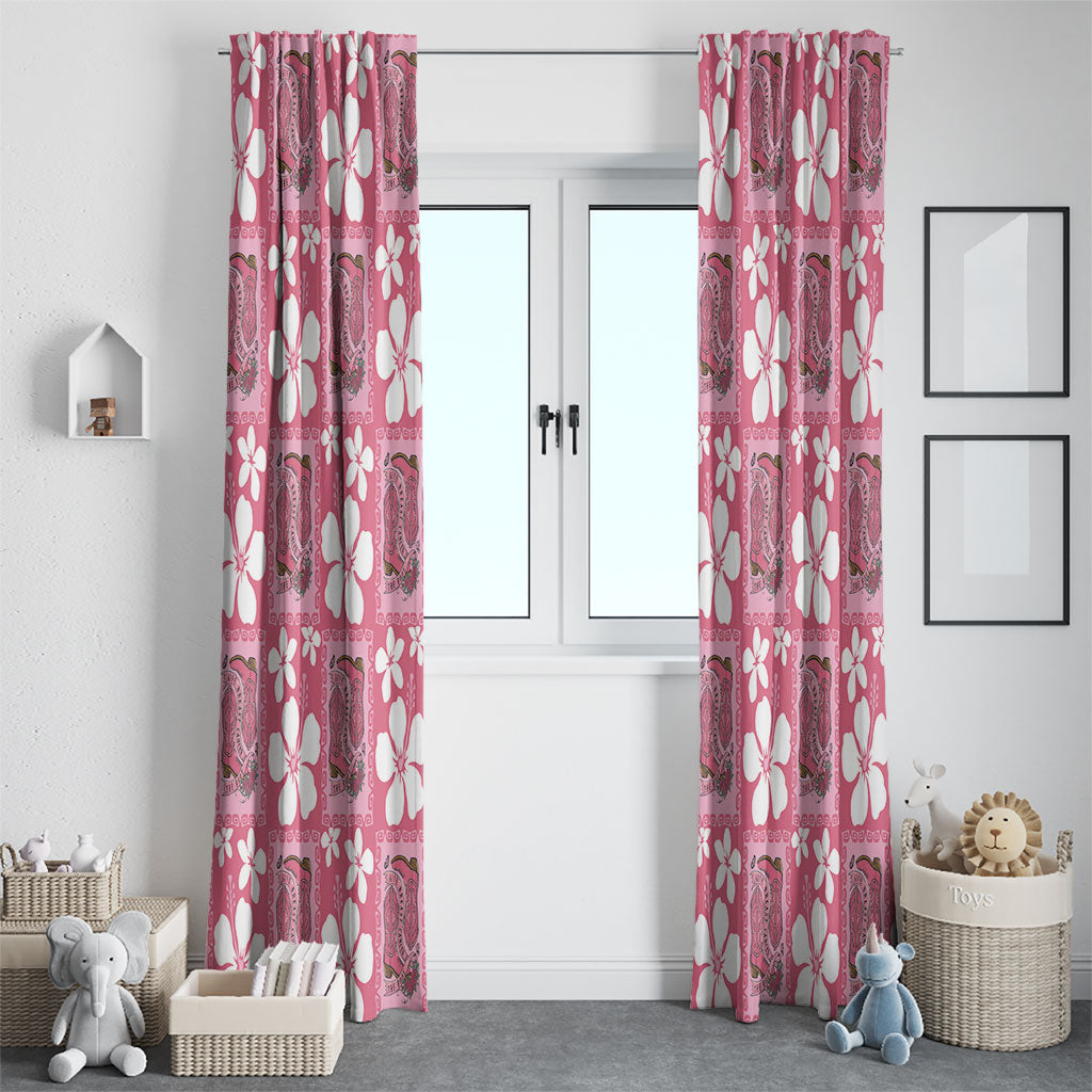 Give Cancer The Boot Pink Cowgirl Window Curtain Western Aloha Hibiscus Paniolo Heritage Floral