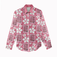 Give Cancer The Boot Pink Cowgirl Women Casual Shirt Western Aloha Hibiscus Paniolo Heritage Floral