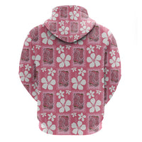 Give Cancer The Boot Pink Cowgirl Zip Hoodie Western Aloha Hibiscus Paniolo Heritage Floral