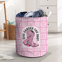 Give Cancer The Boot Pink Cowgirl Laundry Basket Hawaiian Paniolo Mixed Quilt Pattern Style