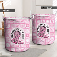 Give Cancer The Boot Pink Cowgirl Laundry Basket Hawaiian Paniolo Mixed Quilt Pattern Style