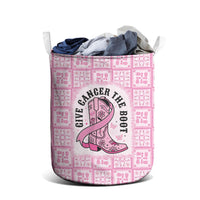 Give Cancer The Boot Pink Cowgirl Laundry Basket Hawaiian Paniolo Mixed Quilt Pattern Style