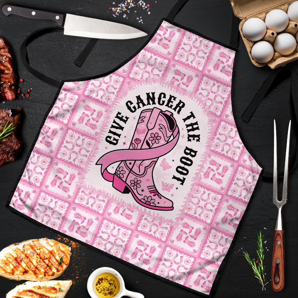 Give Cancer The Boot Pink Cowgirl Apron Hawaiian Paniolo Mixed Quilt Pattern Style