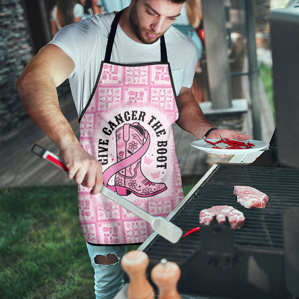 Give Cancer The Boot Pink Cowgirl Apron Hawaiian Paniolo Mixed Quilt Pattern Style