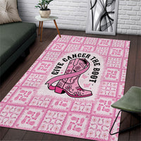 Give Cancer The Boot Pink Cowgirl Area Rug Hawaiian Paniolo Mixed Quilt Pattern Style