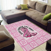 Give Cancer The Boot Pink Cowgirl Area Rug Hawaiian Paniolo Mixed Quilt Pattern Style