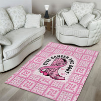 Give Cancer The Boot Pink Cowgirl Area Rug Hawaiian Paniolo Mixed Quilt Pattern Style