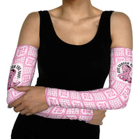 Give Cancer The Boot Pink Cowgirl Arm Sleeves Hawaiian Paniolo Mixed Quilt Pattern Style
