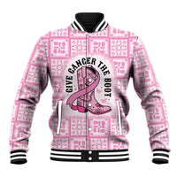 Give Cancer The Boot Pink Cowgirl Baseball Jacket Hawaiian Paniolo Mixed Quilt Pattern Style