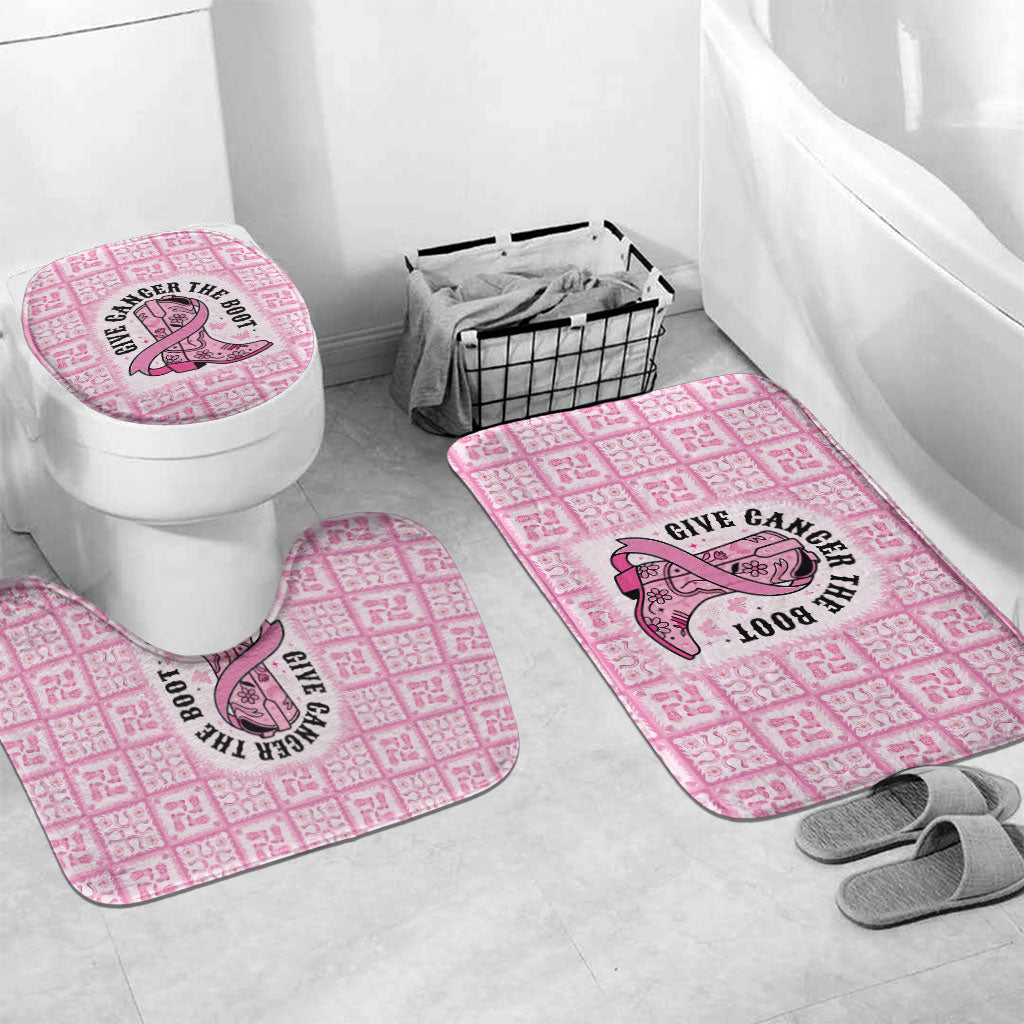 Give Cancer The Boot Pink Cowgirl Bathroom Set Hawaiian Paniolo Mixed Quilt Pattern Style