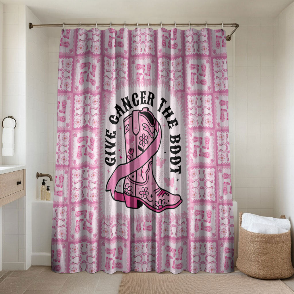 Give Cancer The Boot Pink Cowgirl Bathroom Set Hawaiian Paniolo Mixed Quilt Pattern Style