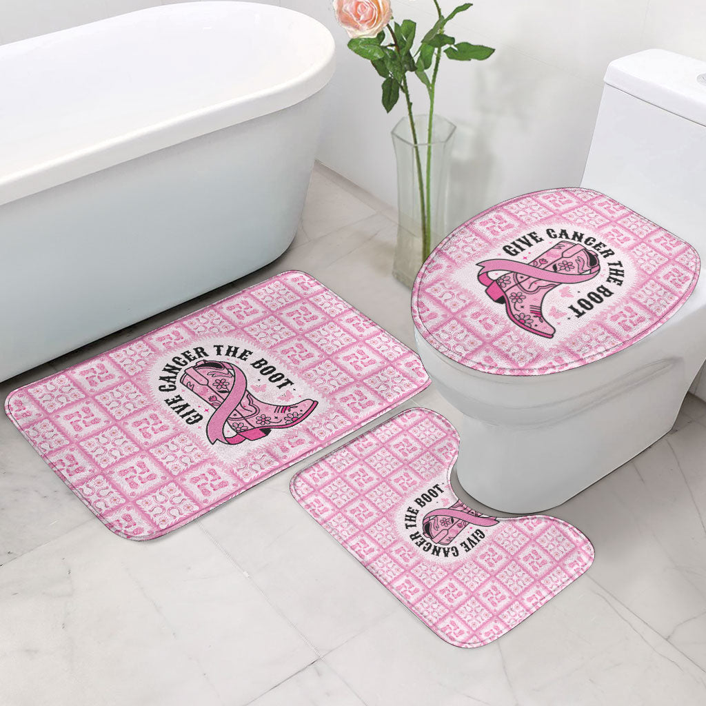 Give Cancer The Boot Pink Cowgirl Bathroom Set Hawaiian Paniolo Mixed Quilt Pattern Style