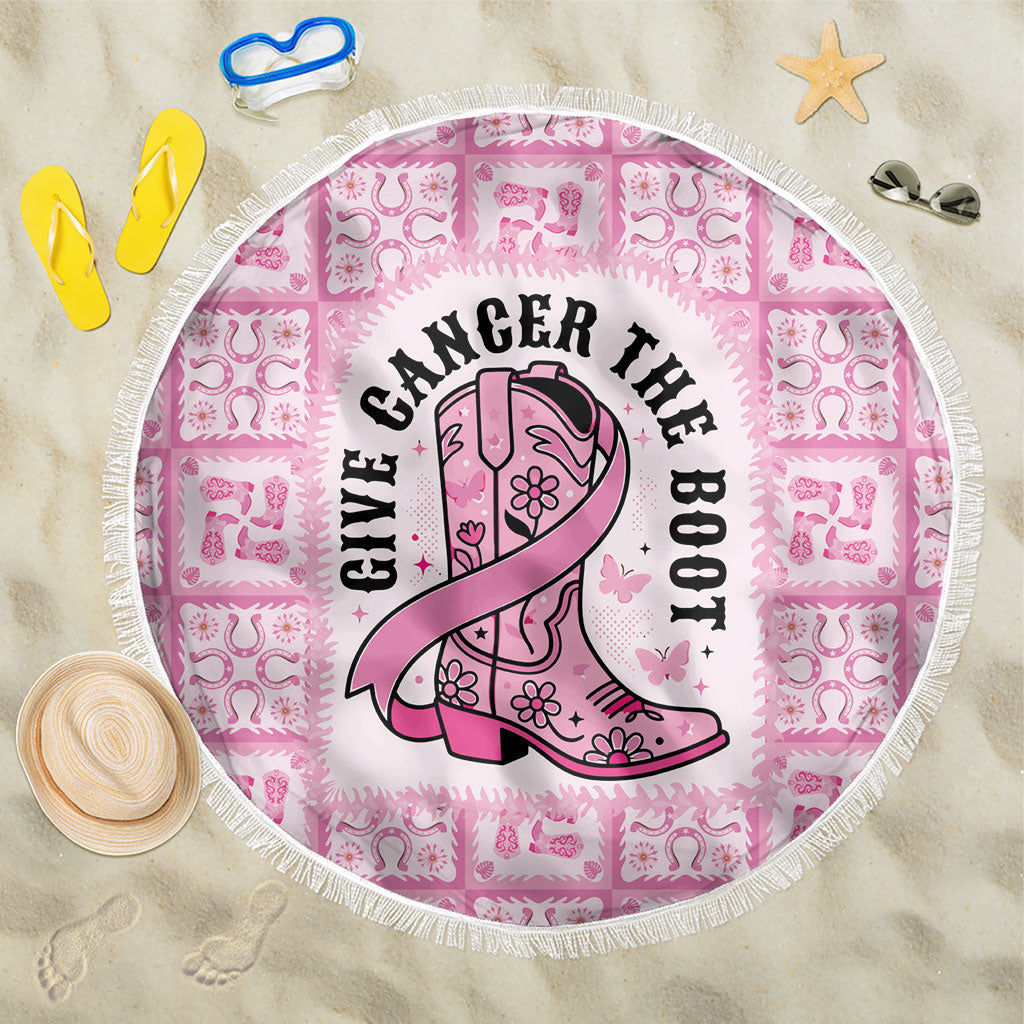 Give Cancer The Boot Pink Cowgirl Beach Blanket Hawaiian Paniolo Mixed Quilt Pattern Style