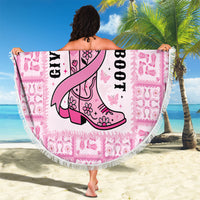 Give Cancer The Boot Pink Cowgirl Beach Blanket Hawaiian Paniolo Mixed Quilt Pattern Style