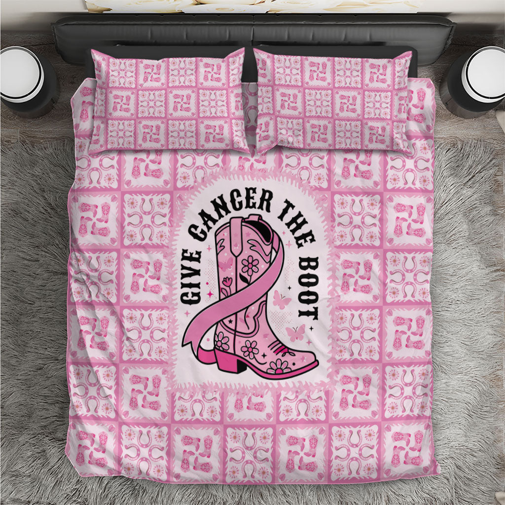 Give Cancer The Boot Pink Cowgirl Bedding Set Hawaiian Paniolo Mixed Quilt Pattern Style LT9 Pink - Polynesian Pride