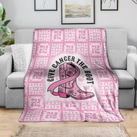 Give Cancer The Boot Pink Cowgirl Blanket Hawaiian Paniolo Mixed Quilt Pattern Style