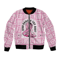 Give Cancer The Boot Pink Cowgirl Bomber Jacket Hawaiian Paniolo Mixed Quilt Pattern Style