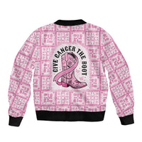 Give Cancer The Boot Pink Cowgirl Bomber Jacket Hawaiian Paniolo Mixed Quilt Pattern Style