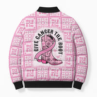 Give Cancer The Boot Pink Cowgirl Bomber Puffer Jacket Hawaiian Paniolo Mixed Quilt Pattern Style