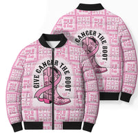 Give Cancer The Boot Pink Cowgirl Bomber Puffer Jacket Hawaiian Paniolo Mixed Quilt Pattern Style