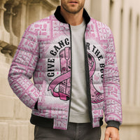 Give Cancer The Boot Pink Cowgirl Bomber Puffer Jacket Hawaiian Paniolo Mixed Quilt Pattern Style