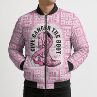 Give Cancer The Boot Pink Cowgirl Bomber Puffer Jacket Hawaiian Paniolo Mixed Quilt Pattern Style