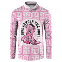 Give Cancer The Boot Pink Cowgirl Button Sweatshirt Hawaiian Paniolo Mixed Quilt Pattern Style
