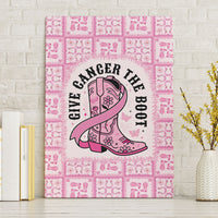 Give Cancer The Boot Pink Cowgirl Canvas Wall Art Hawaiian Paniolo Mixed Quilt Pattern Style