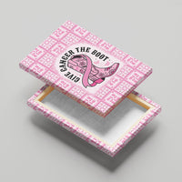 Give Cancer The Boot Pink Cowgirl Canvas Wall Art Hawaiian Paniolo Mixed Quilt Pattern Style