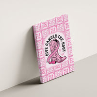 Give Cancer The Boot Pink Cowgirl Canvas Wall Art Hawaiian Paniolo Mixed Quilt Pattern Style