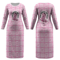 Give Cancer The Boot Pink Cowgirl Couples Matching Long Sleeve Bodycon Dress and Hawaiian Shirt Hawaiian Paniolo Mixed Quilt Pattern Style