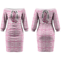 Give Cancer The Boot Pink Cowgirl Couples Matching Off The Shoulder Long Sleeve Dress and Hawaiian Shirt Hawaiian Paniolo Mixed Quilt Pattern Style