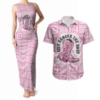 Give Cancer The Boot Pink Cowgirl Couples Matching Tank Maxi Dress and Hawaiian Shirt Hawaiian Paniolo Mixed Quilt Pattern Style