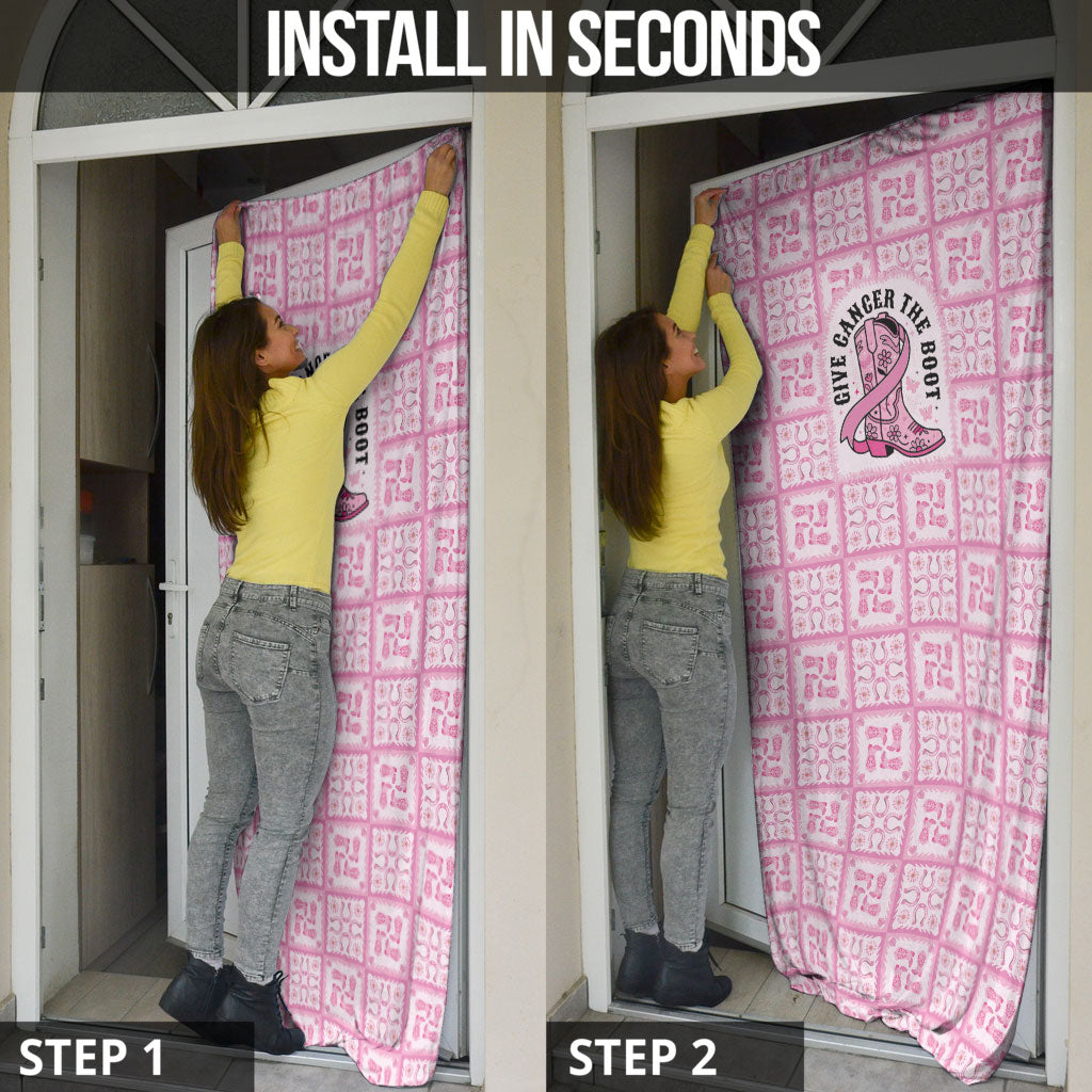 Give Cancer The Boot Pink Cowgirl Door Cover Hawaiian Paniolo Mixed Quilt Pattern Style