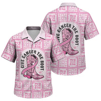 Give Cancer The Boot Pink Cowgirl Family Matching Long Sleeve Bodycon Dress and Hawaiian Shirt Hawaiian Paniolo Mixed Quilt Pattern Style